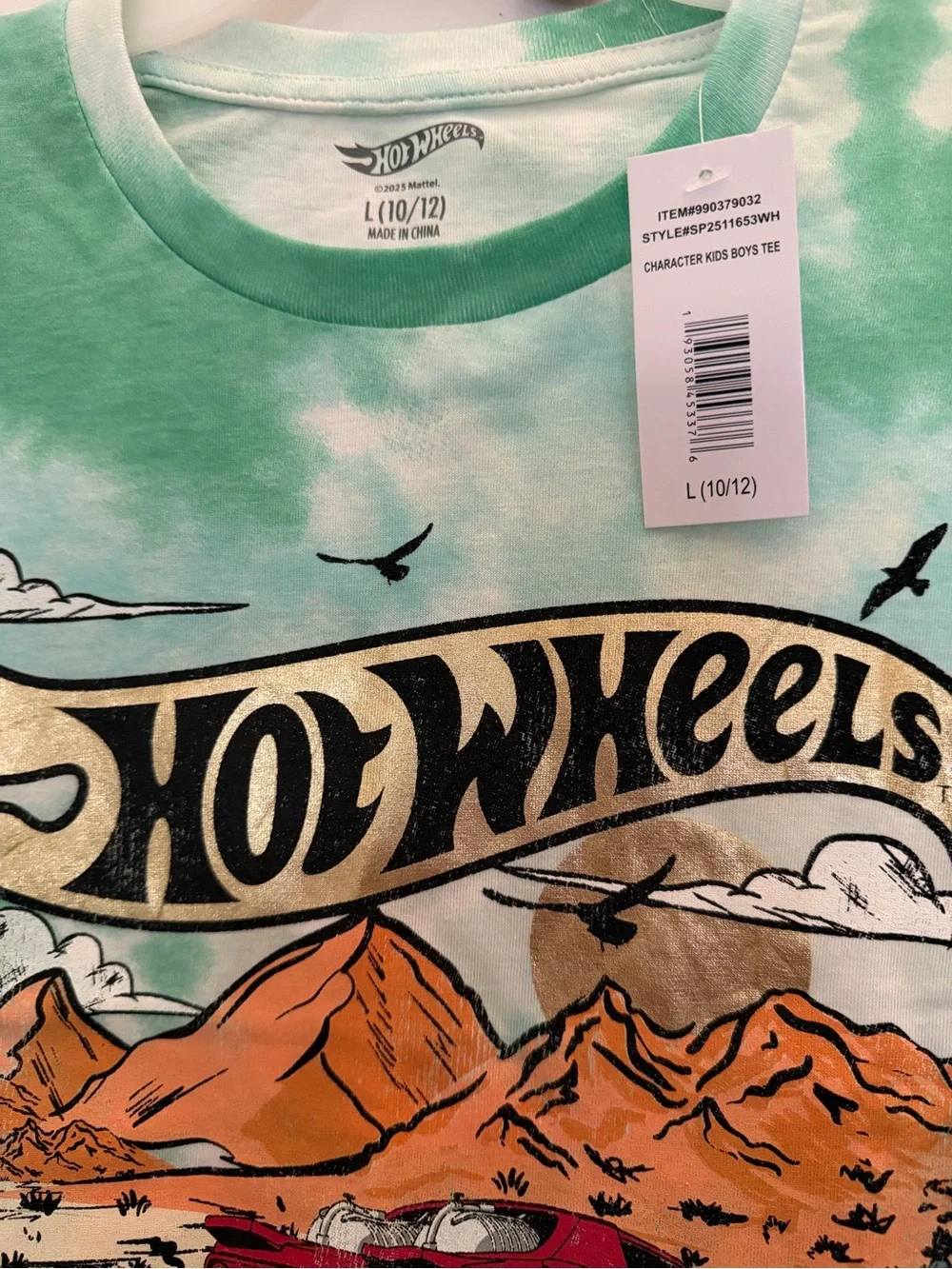 Hot Wheels Kids Tie-Dye Tee with Red Car Graphic